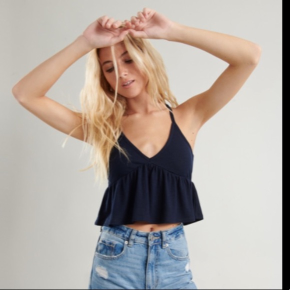 Garage Tops - NWT Garage Navy Flounce Cami  Size Med